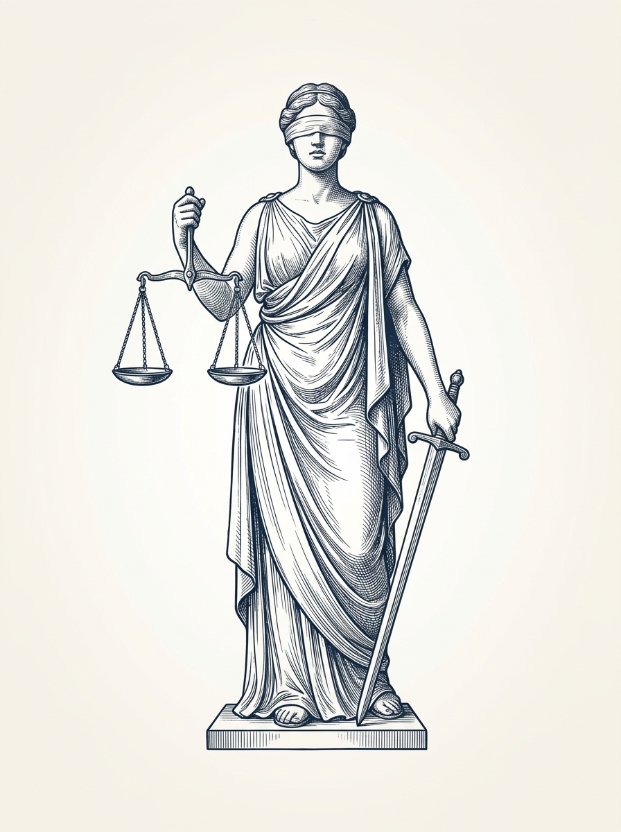 Lady Justice Antique Legal Engraving