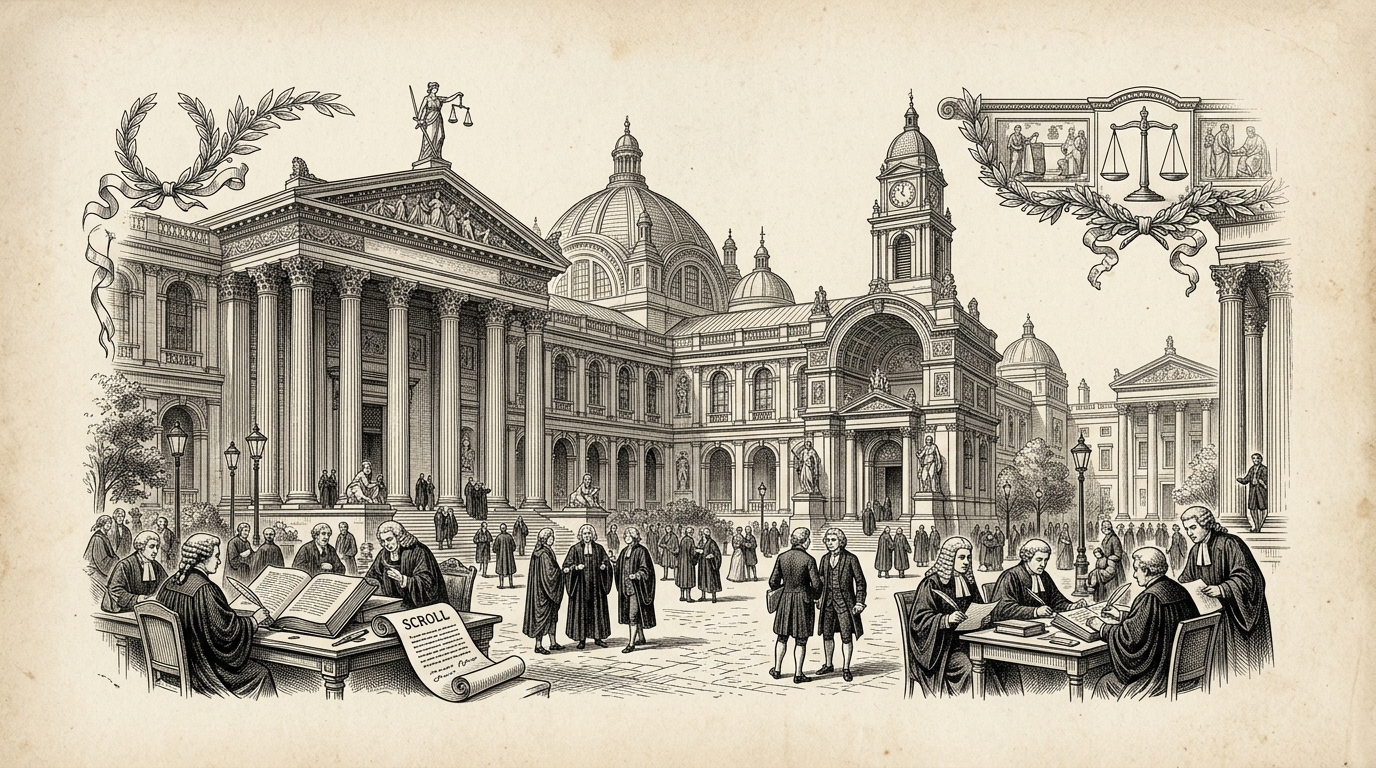 Neoclassical Legal Heritage Panorama Engraving